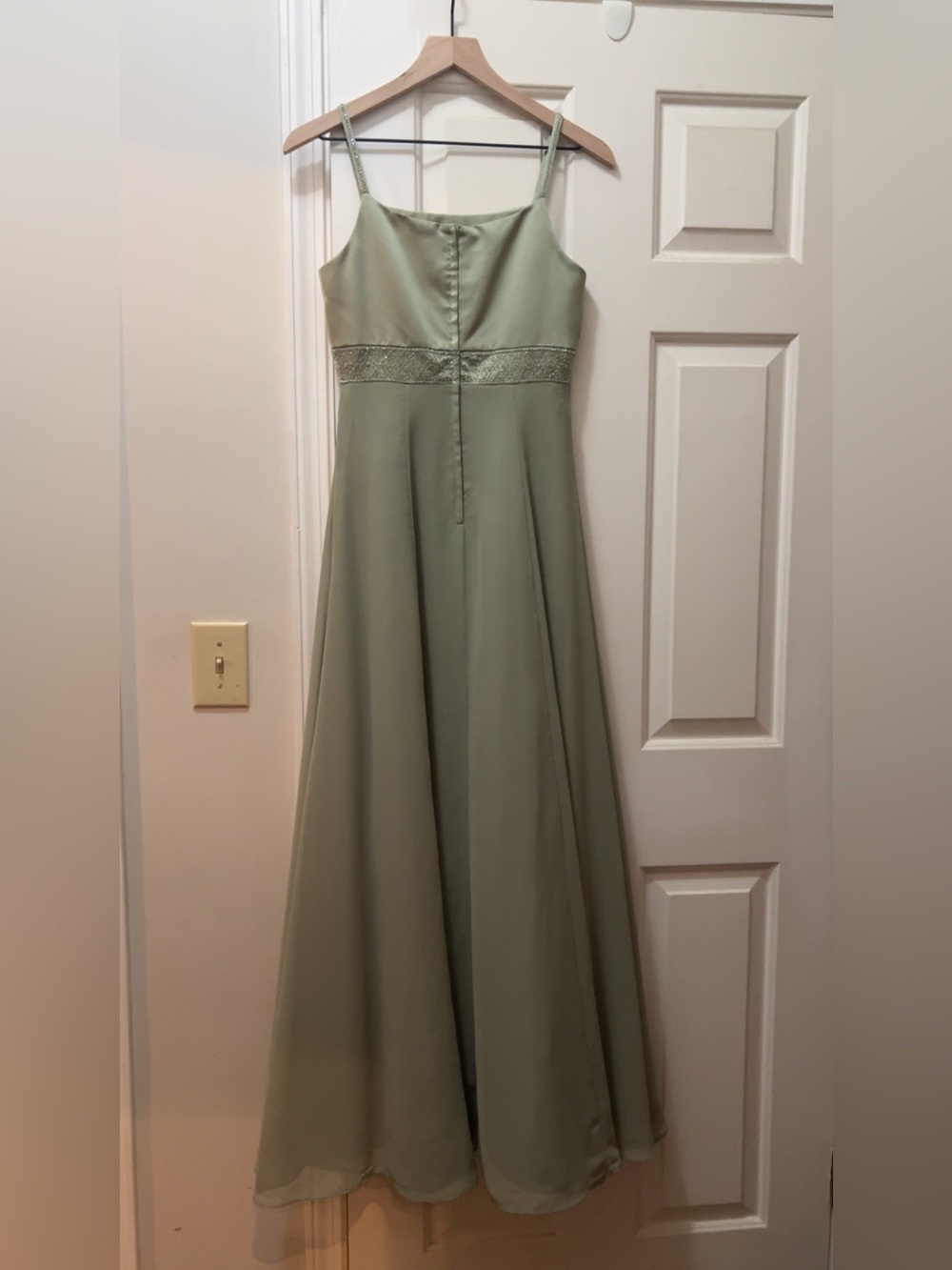 Alfred Angelo Sage Green Spaghetti-Strap Dress - Picture 11 of 17